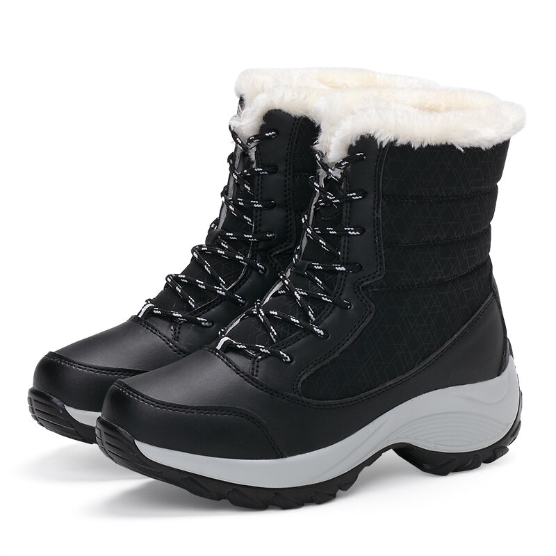 STS buty damskie marki wodoodporne buty zimowe kobiece śniegowce platformy Mujer Botas kostki buty zimowe z grubym futrem dziewczyna rozruchu