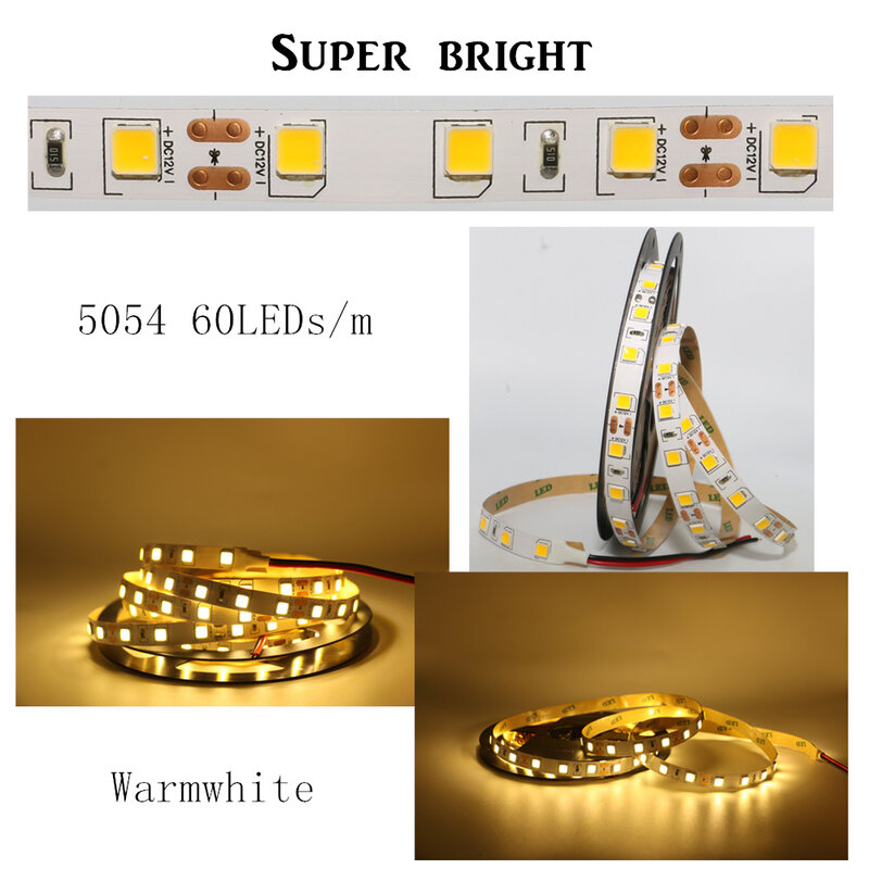 Não-impermeável led strip 60leds/m dc12v smd 5630 2835 5050 5054 flexível led string luz fita decoração para casa lâmpada