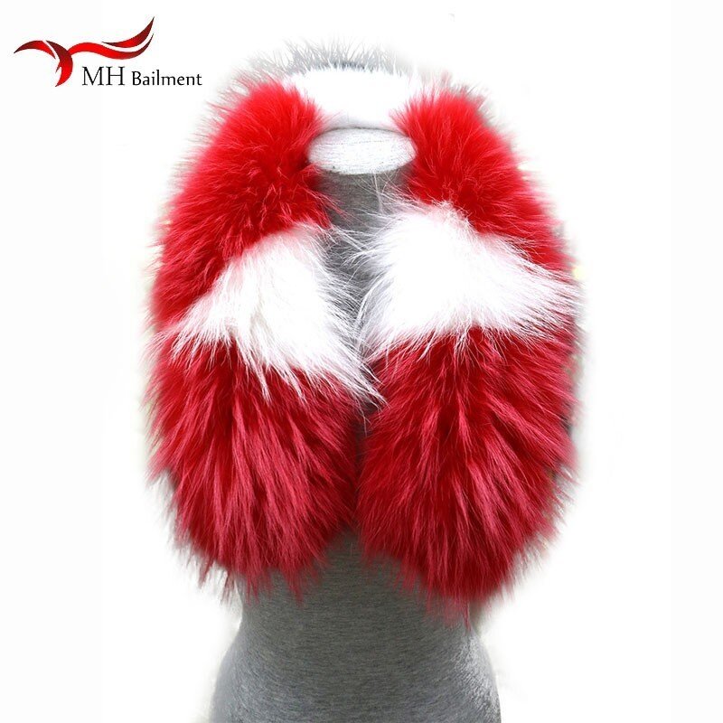 Collo di pelliccia di procione moda comoda reale della pelliccia di fox collare di corrispondenza dei colori degli uomini delle donne sciarpa calda di grandi dimensioni collare può su misura