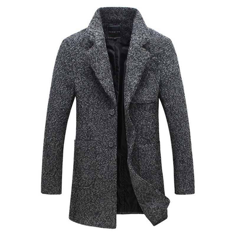 Прямая поставка, Осеннее Мужское пальто от пыли, шерстяное пальто, облегающая верхняя одежда, 2 цвета, M-5XL