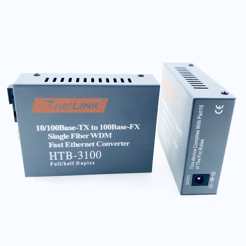 1 par HTB-3100 fibra óptica conversor de mídia fibra transceptor único conversor 25km sc 10/100m única fibra