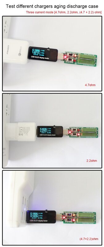 USB widerstand dc elektronische last Mit schalter einstellbar 3 strom 5V1A/2A/3A batterie kapazität spannung entladung widerstand tester