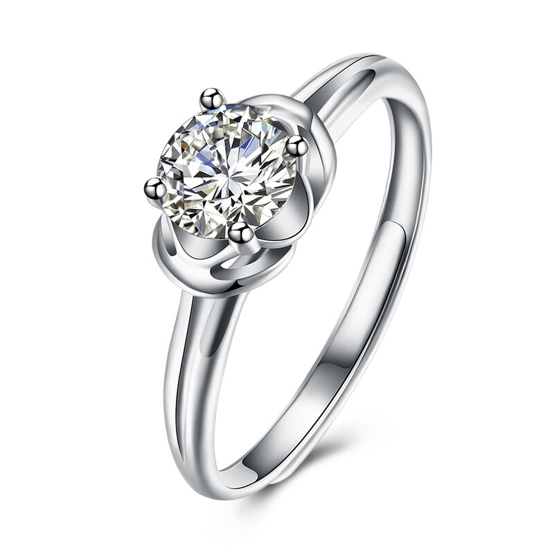 Zemior boutique 925 prata esterlina senhoras anel 5a zircão redondo forma geométrica ajustável romântico enviar namorada jóias anel
