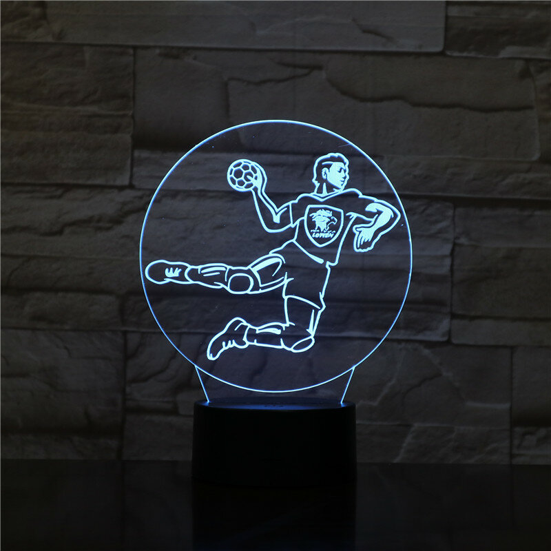 แฮนด์บอล 3D LED โคมไฟตั้งโต๊ะ 7 สี TOUCH ฐาน 3D Night Light โต๊ะ Lampara Lampe เด็ก Sleeping Nightlight แฟนกีฬาเด็กของขวัญ 1955