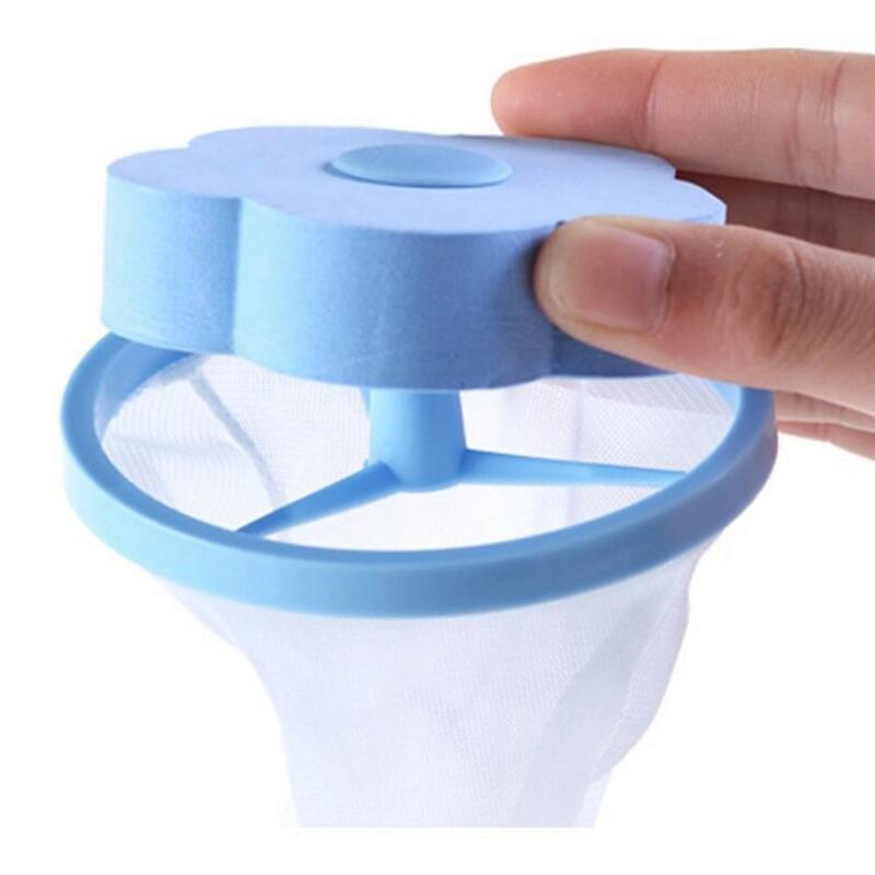 Household Reusable Washing Machine Floating Lint Mesh Bag Hair Filter Net Pouch 40FP20