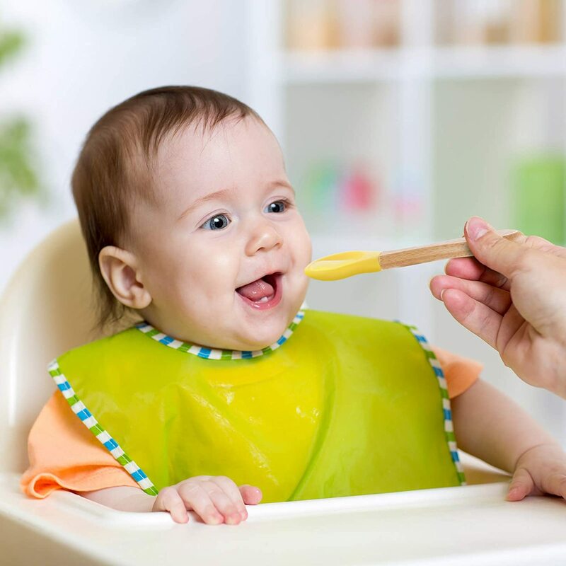 2pcs 실리콘 아기 숟가락과 포크 음식 학년 아기 부드러운 실리콘 스푼 작은 아기 먹이 BPA 무료 실리콘 식기