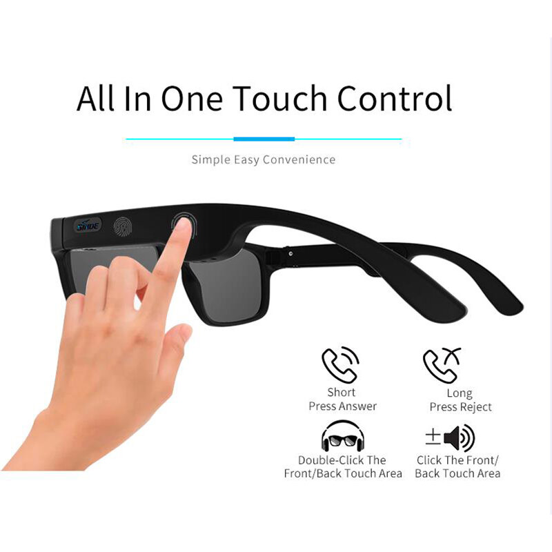 Condução óssea sem fio bluetooth 5.0 óculos inteligentes fone de ouvido estéreo polarizado óculos de sol pode ser combinado com prescrição lente
