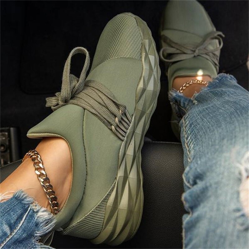 2021 Women Summer Sneaker Lace Up Ladies Walking Running Shoes Round Toe Casual Breathable Non Slip Gym Sport Shoes For Female