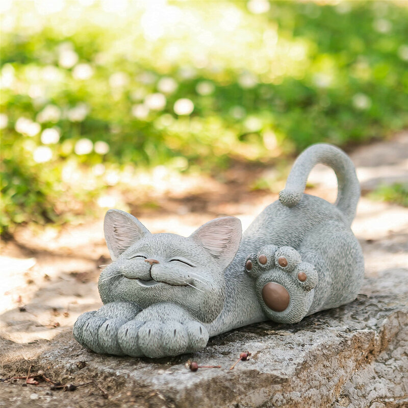 2021 تزيين للمنزل حديقة غريب الأطوار القط يبتسم حديقة المنزل تمثال تزيين ساحة التأمل اليوغا سعيد هريرة الفن الحلي