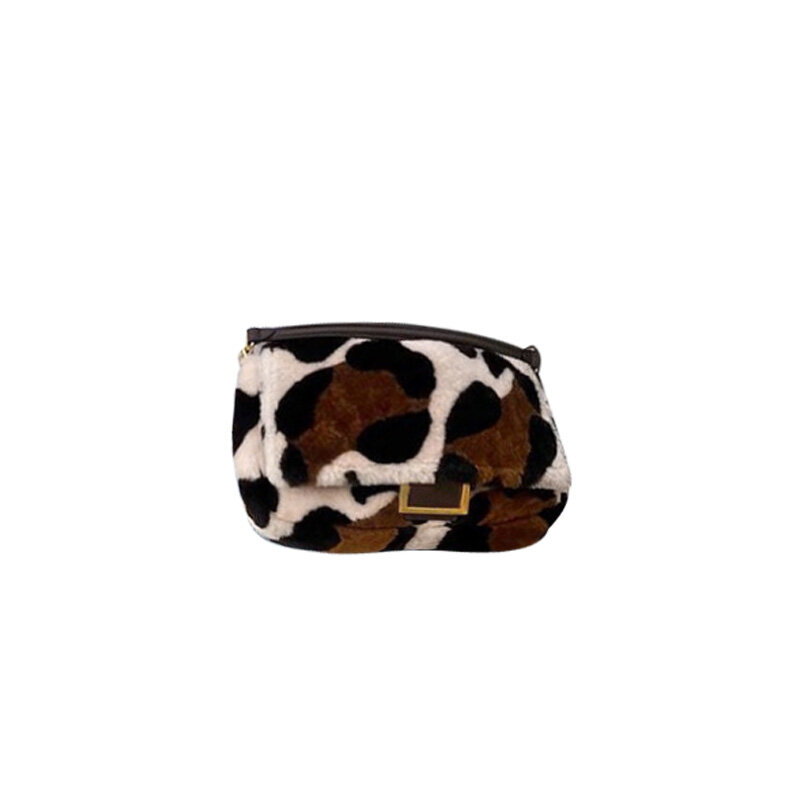 แฟชั่นวัวFaux Furกระเป๋าสะพายSoft Plush Messenger Crossbodyกระเป๋าสำหรับสตรี2021สัตว์พิมพ์Totesผู้หญิงกระเป๋า