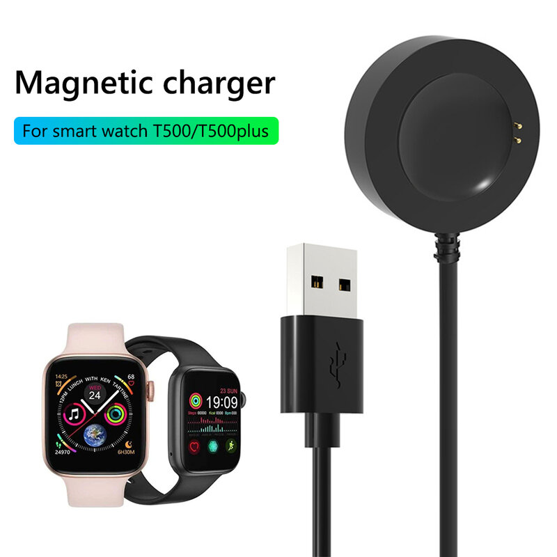 Practical Smartwatch USB Charging Cable Base for T500 T500plus Magnetic Charger Wire Power Station Accessories