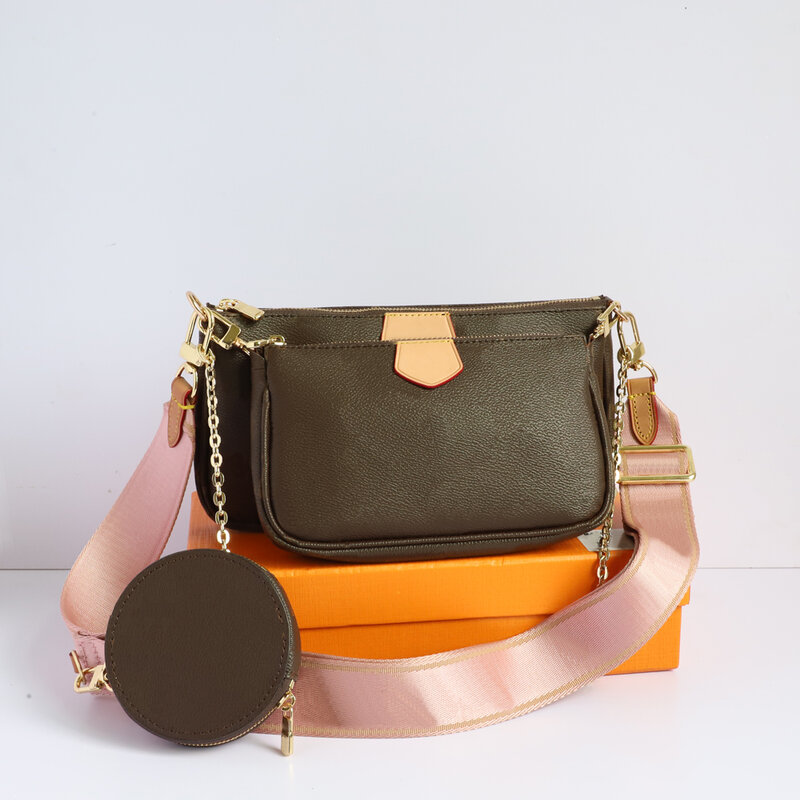 Grossbody bolsas e bolsa clássico luxo 3-em-1 genuíno couro mensageiro axilas baguette saco bolsa moeda frete grátis
