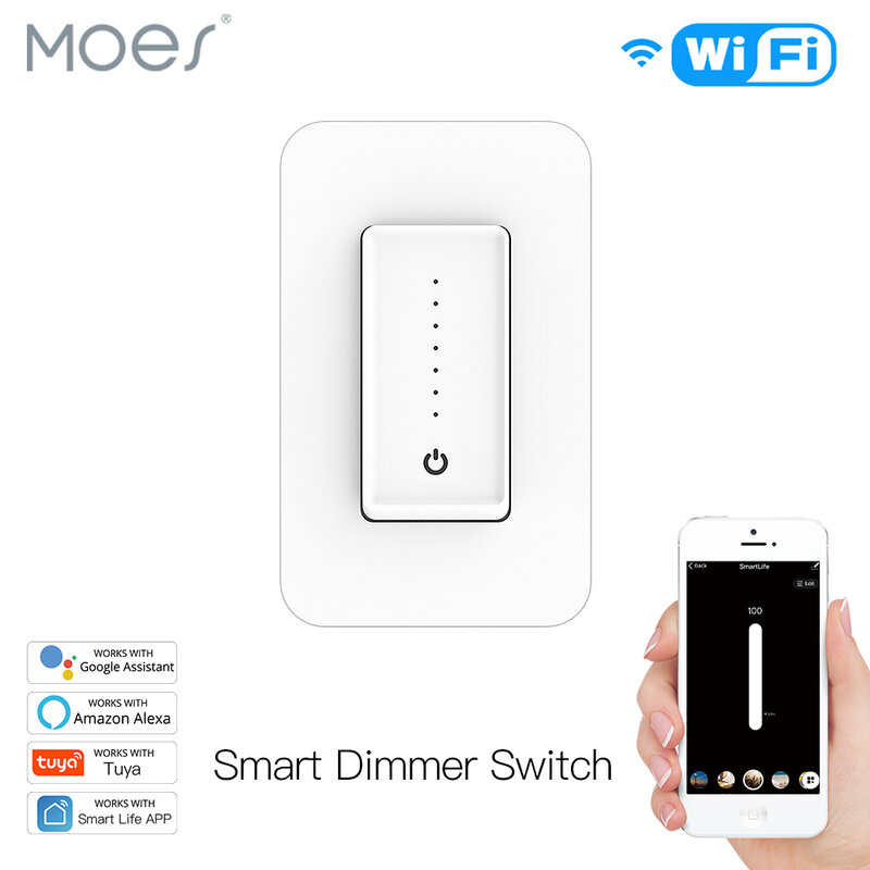 Kami WiFi Smart Light Dimmer Switch Smart Life/Tuya APP Kompatibel dengan Alexa Google Home untuk Kontrol Suara, tidak Ada Hub Diperlukan
