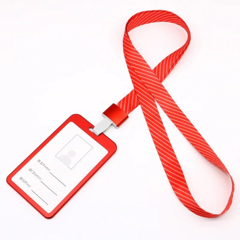 Metal ID Access Card Cover Credit Card Case Lanyard Badge Holder Neck Strap Card Holder Case 1pc