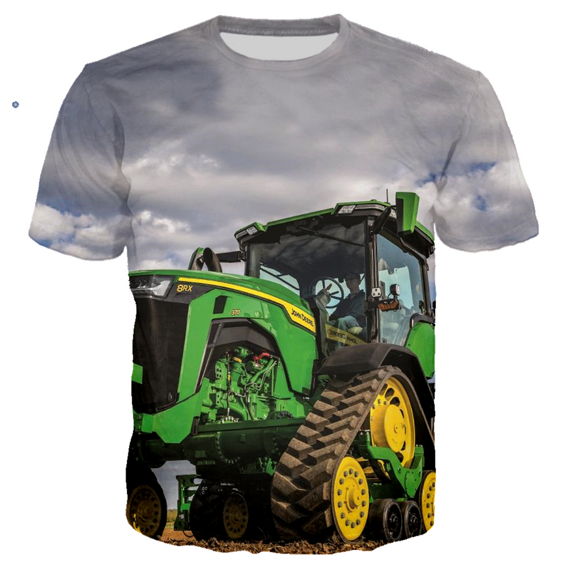 T-Shirt à manches courtes et col rond pour homme, estival et confortable, avec impression 3d, équipement lourd, tracteur, pelleteuse, tendance, 2021