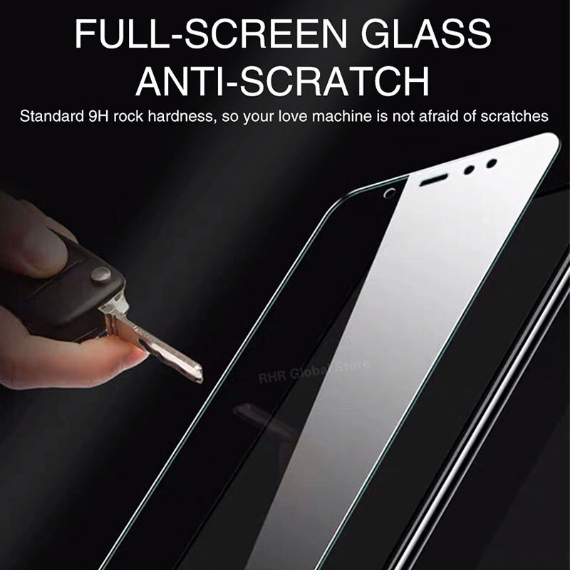Vidrio Protector de pantalla para Samsung Galaxy, Protector de pantalla de cristal templado para Samsung Galaxy A7 2018 A5 2017 A6 Plus J7 J5 J4 J6 J8, película, 3 uds.