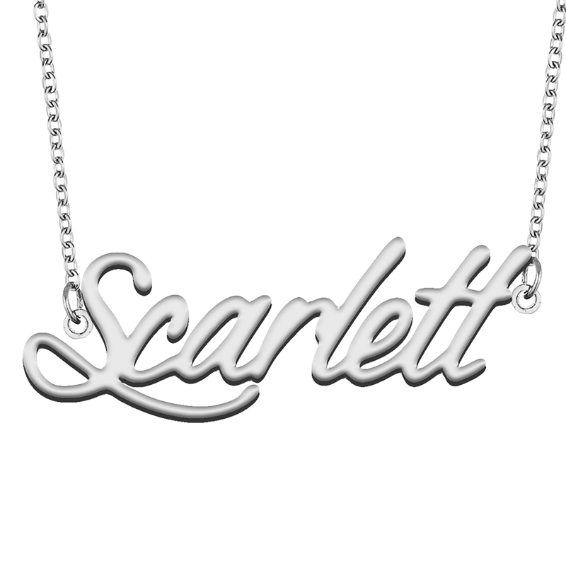 Scarlett-collar con nombre personalizado para mujer y niña, Gargantilla con colgante personalizado, regalo de joyería para Amiga, regalo de Navidad