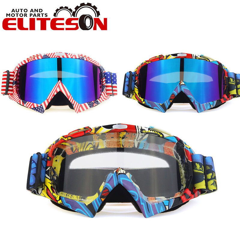 Eliteson Motorcycle Goggles Snowboard Eyewear UV Protective Bike Riding Glasses ATV UTV Cycling Face Masks Motorcross Helmets