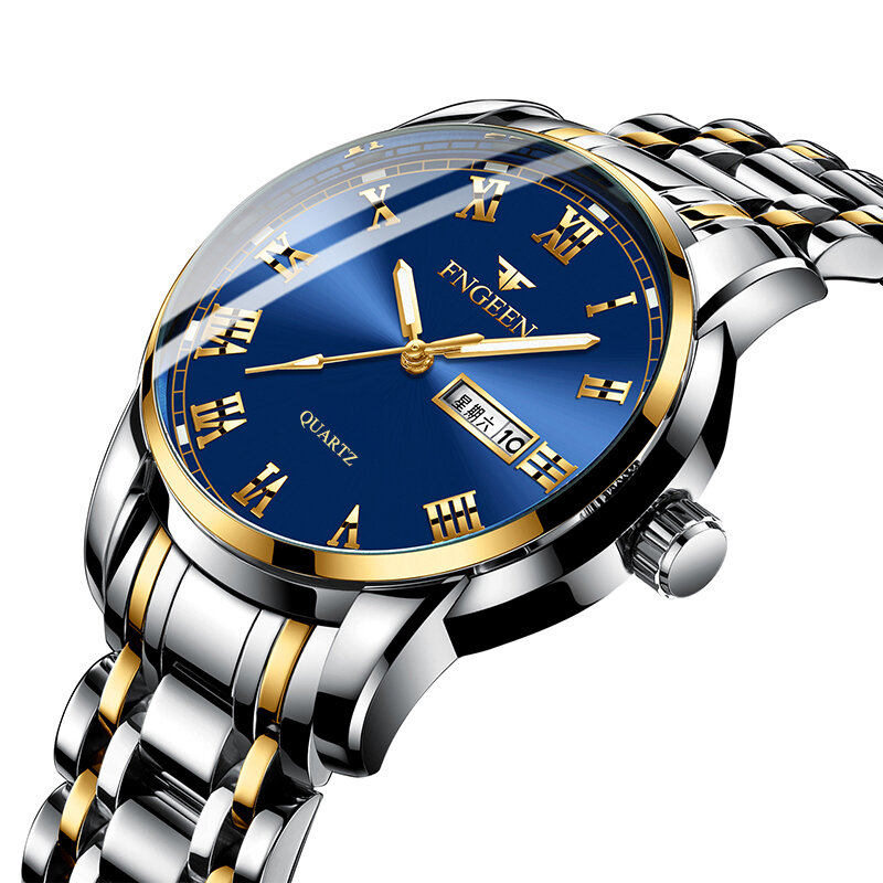 Nuovi orologi al quarzo da uomo orologio elettronico impermeabile con rivestimento in vetro rivestito cinturino in acciaio inossidabile orologi da polso sportivi per uomo