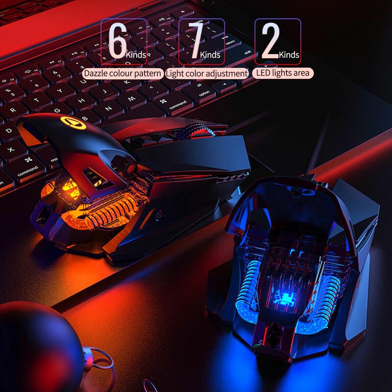 E-Sport Maus 7200 DPI Wired Gaming Maus Für PC Laptop Laptop Home Office Gaming Maus Mit Gebürstet Metall boden Platte 2021