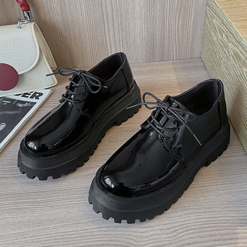 Туфли-оксфорды для женщин; 2021 весенние удобные черные кожаные туфли лоферы; Женская обувь на плоской подошве в винтажном стиле; Обувь на пла...