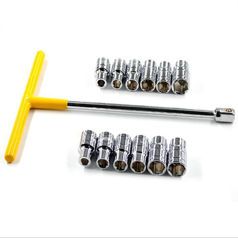 13Pcs T-type Handle Spanner Socket Wrench Set Outer Hexagon Wrench Multifuctional Removable transferable Repair Tool Hand Tools