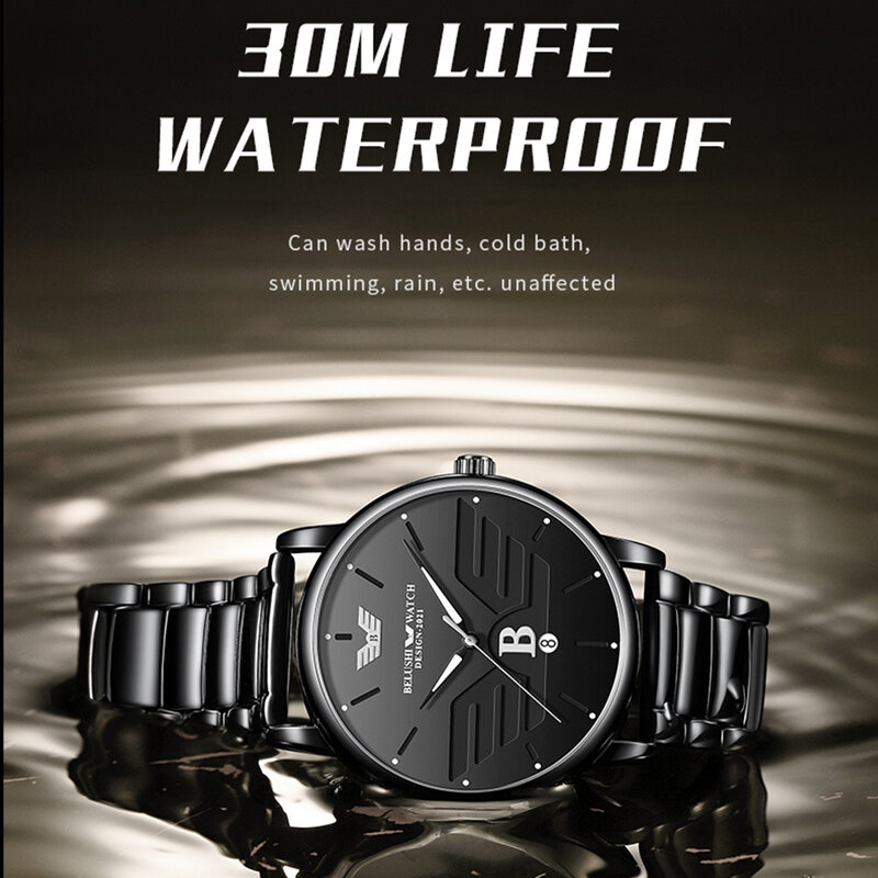 Belushi Männer Uhr 2021 Neue Wasserdichte Uhren für Mann Quarz Armbanduhren Hand Uhr für Mann Luxus Uhr Dropshipping Produkte