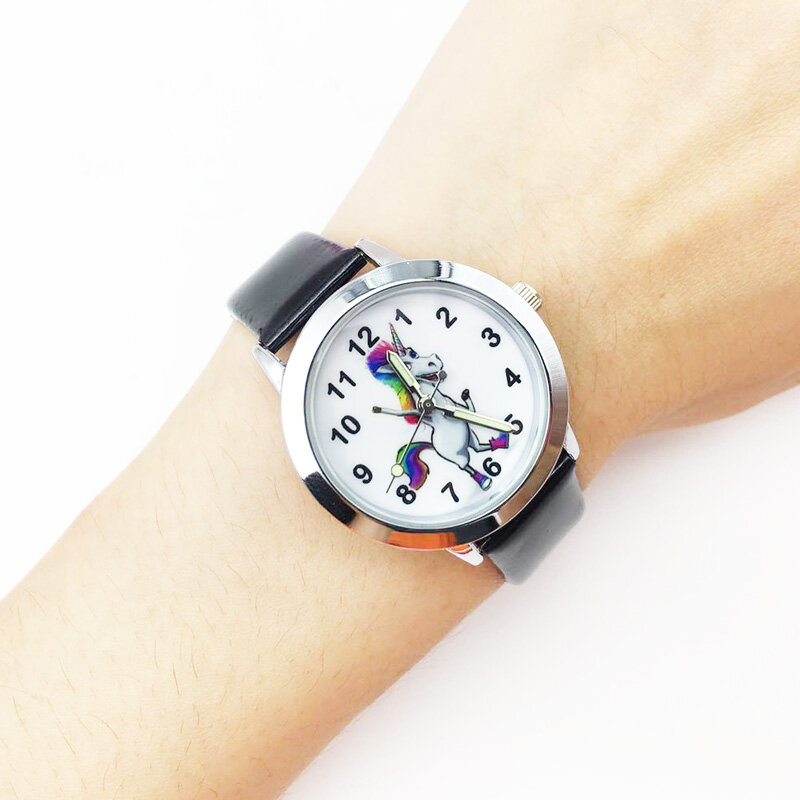 ความงาม3D รูปแบบยูนิคอร์นนาฬิกาสำหรับเด็กเด็กชายเด็กนักเรียนนาฬิกาควอตซ์ส่องสว่างวุ้นกา...