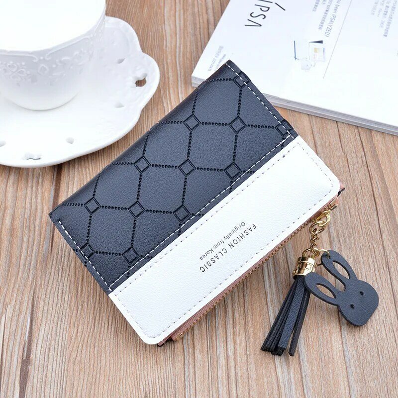Petit portefeuille à pampilles pour femme, court et créatif, pour étudiant, mode coréenne, porte-monnaie en relief, porte-cartes