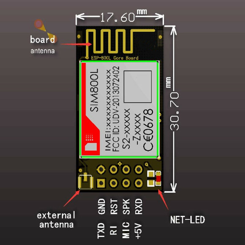 Taidacent – Module de Transmission de données Gsm, Compatible ESP8266 5V TTL UART, carte SIM Core Boare Sim800l Gprs
