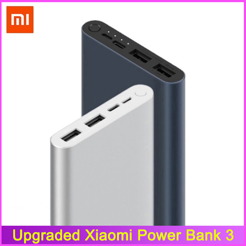 Xiaomi-Batería Externa Mi Power Bank 3 Original, 10000mAh, con 3 salidas USB, compatible con carga rápida bidireccional, 18W Max
