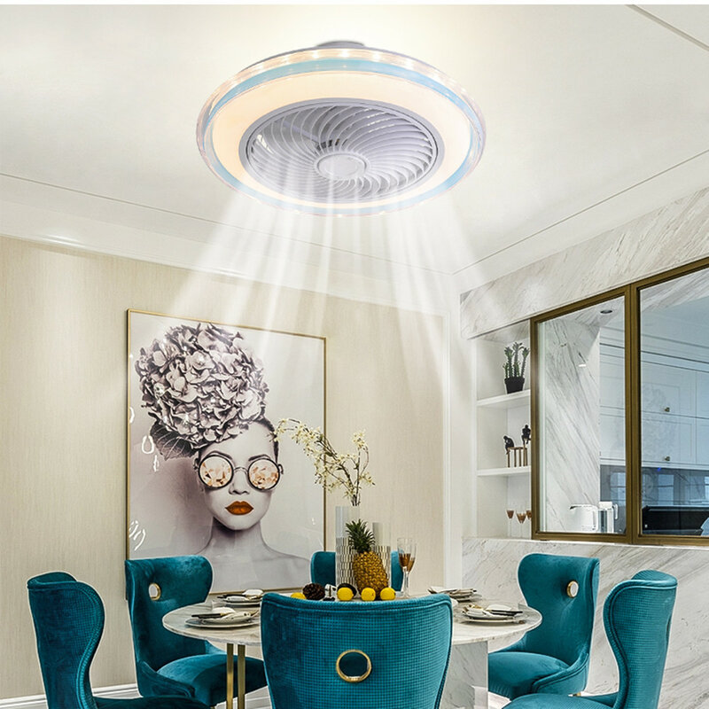 50cm inteligente led ventilador de teto ventiladores com luzes de controle remoto quarto decoração lâmpada ar invisível wifi bluetooth silencioso