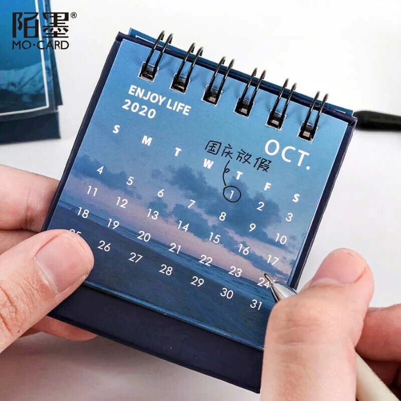 Mini calendário de mesa, programador diário duplo para mesa, organização de mesa, calendário de mesa, série solar e estrela, modelo 2021