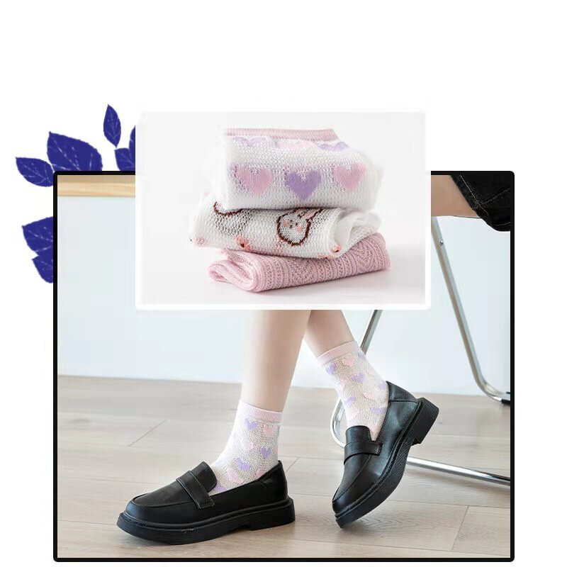 3 pairs Sommer Atmungs Weibliche Transparent Kleine Daisy Stickerei Socken Frauen Mode Glas Seide Kurze Socken Maiden