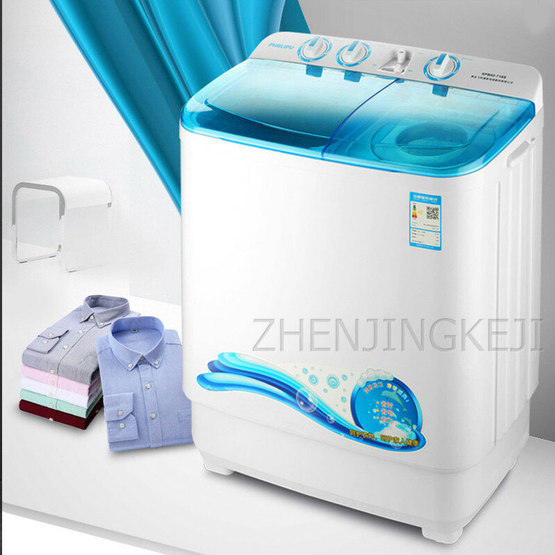 9.0KG Mesin Cuci 450W Barel Ganda Silinder Ganda Semi-otomatis Kapasitas Tinggi Pakaian Mesin Cuci Rumah Peralatan Pembersih