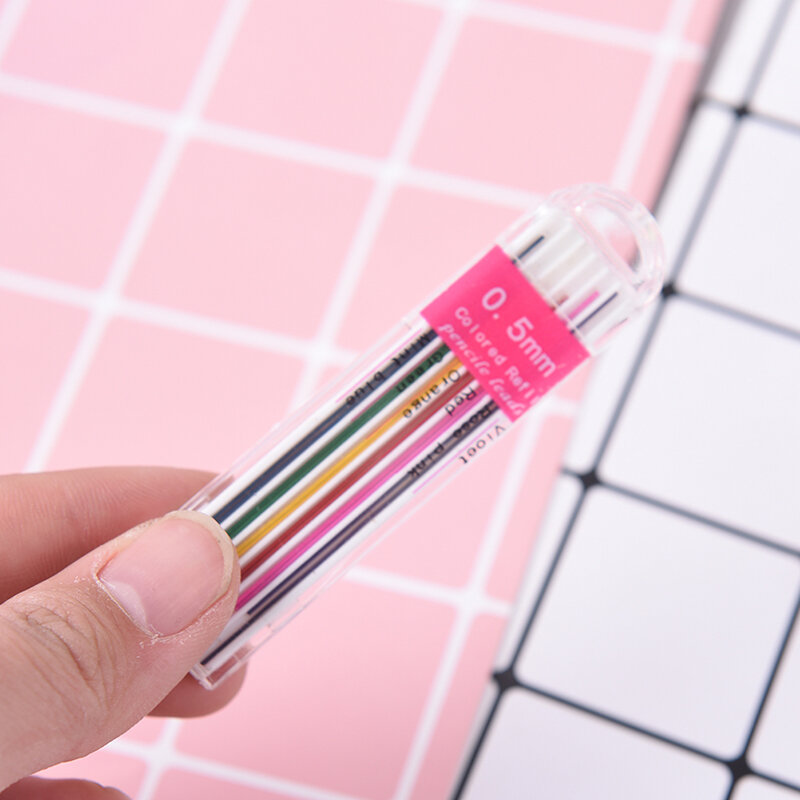 1 상자 0.5mm 컬러 기계식 연필 리필 리드 지울 수있는 학생 고정