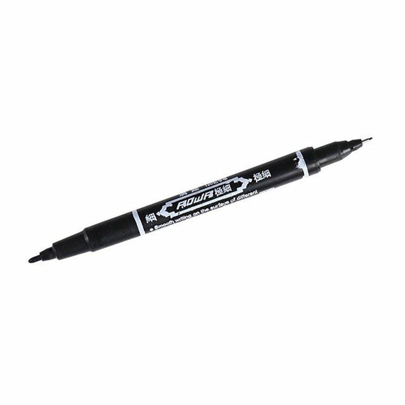 Черная ультратонкая Двусторонняя маркерная ручка, маленькая ручка на водной основе для ручки с крючком, практичные канцелярские принадлеж...