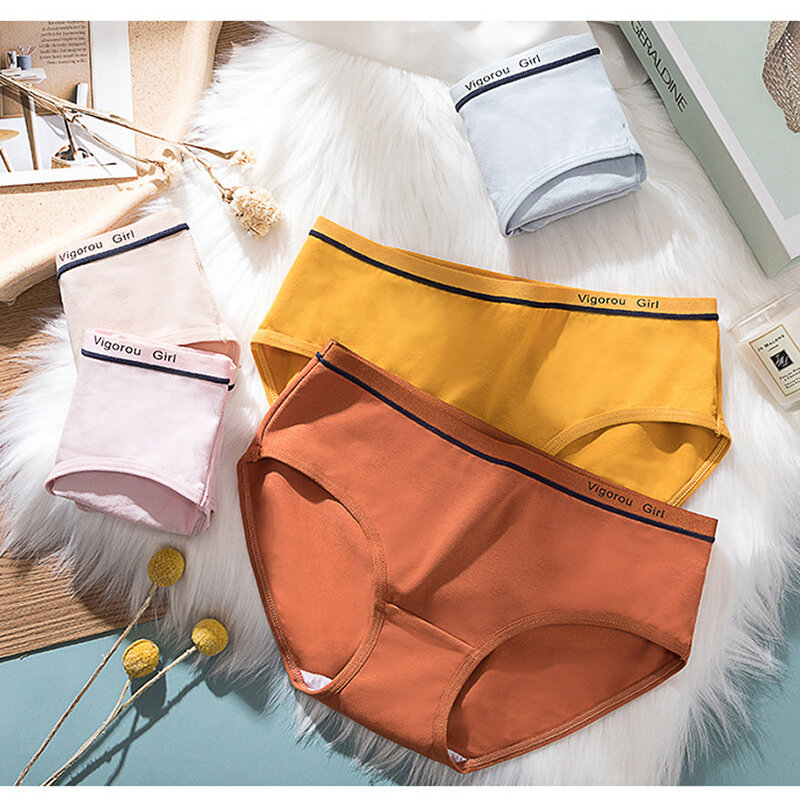 Mid-Taille Baumwolle frauen Höschen Unterwäsche Reine Farbe Schriftsätze Unterhose Weibliche Atmungsaktivem Pantis Undies