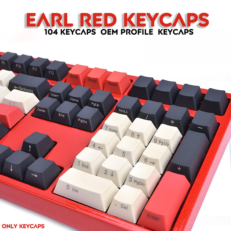 Keycap pbt 108 chaves lado/superior earl vermelho perfil oem keycaps gravação a laser para cereja mx kailh teclado mecânico