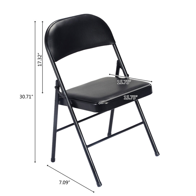 4PCS จัดการประชุมและนิทรรศการเก้าอี้สีดำ Elegant พับ Easy To Store แบบพกพาและ PVC ชุดเก้าอี้ US Direct การจัดส่ง