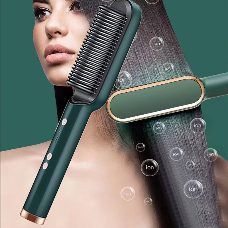Multifuncional profissional alisador de cabelo turmalina cerâmica modelador de cabelo escova pente alisadores curling cabelo ferro