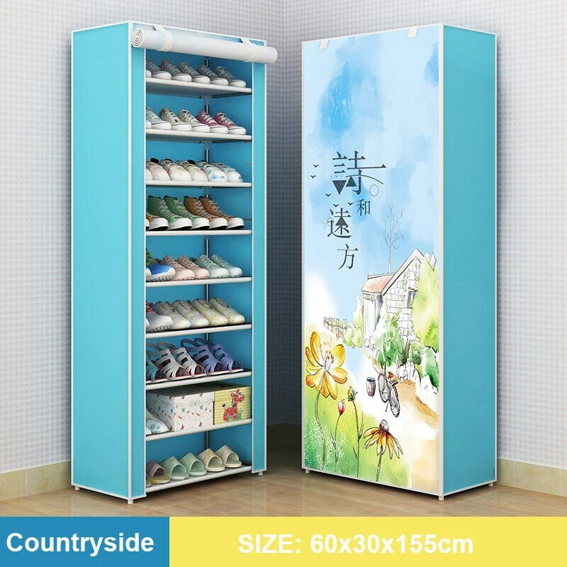 Estante de múltiples capas para zapatos, soporte de almacenamiento sencillo de calzado, armario organizador a prueba de polvo para el hogar, dormitorio