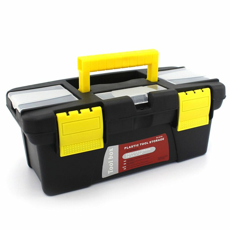 Caja de herramientas de plástico portátil para mantenimiento del hogar, almacenamiento anticaída, multifunción, tamaño S/M/L