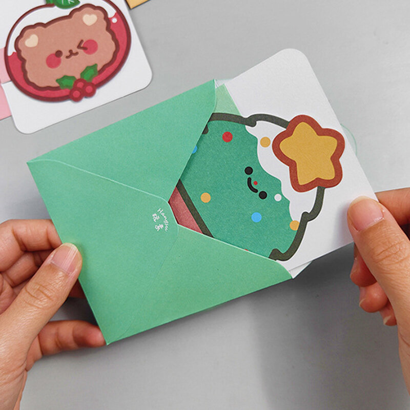 1 peça de natal dobrado envelope cartão de saudação do feriado do estudante cartão de cumprimento do feriado cartão de nota diy