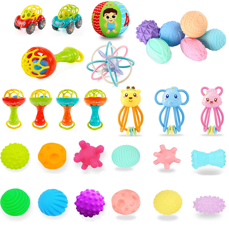 Bola texturizada para niños, mordedor de mano con tacto múltiple, juguete de entrenamiento para masaje, bolas suaves para el estrés