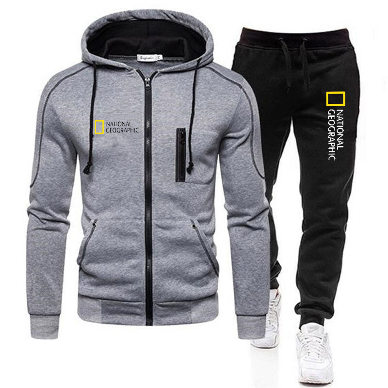 New Autumn And Winter Men's Sets Hoodies+Pants National Geographic Sport Suits Casual Sweatshirts Tracksuit 2021Brand Sportswear