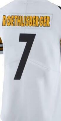 Niestandardowe hafty dla mężczyzn kobiety dziecko młodzież Ben Roethlisberger biały czarny żółty amerykańska koszulka piłkarska