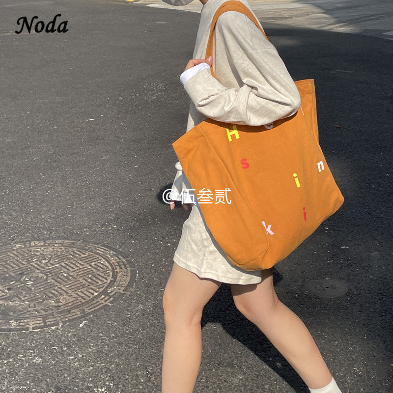 Bolso de lona blanco y naranja sucio para mujer, bolsa de lona de gran tamaño, bolso de hombro, bolsos cruzados