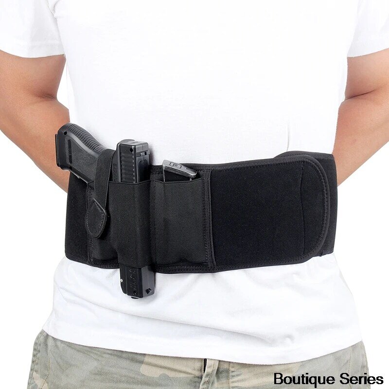 Tactical Elastic Concealed Carry Belly Band Waist Pistol Gun Holster Pouch New