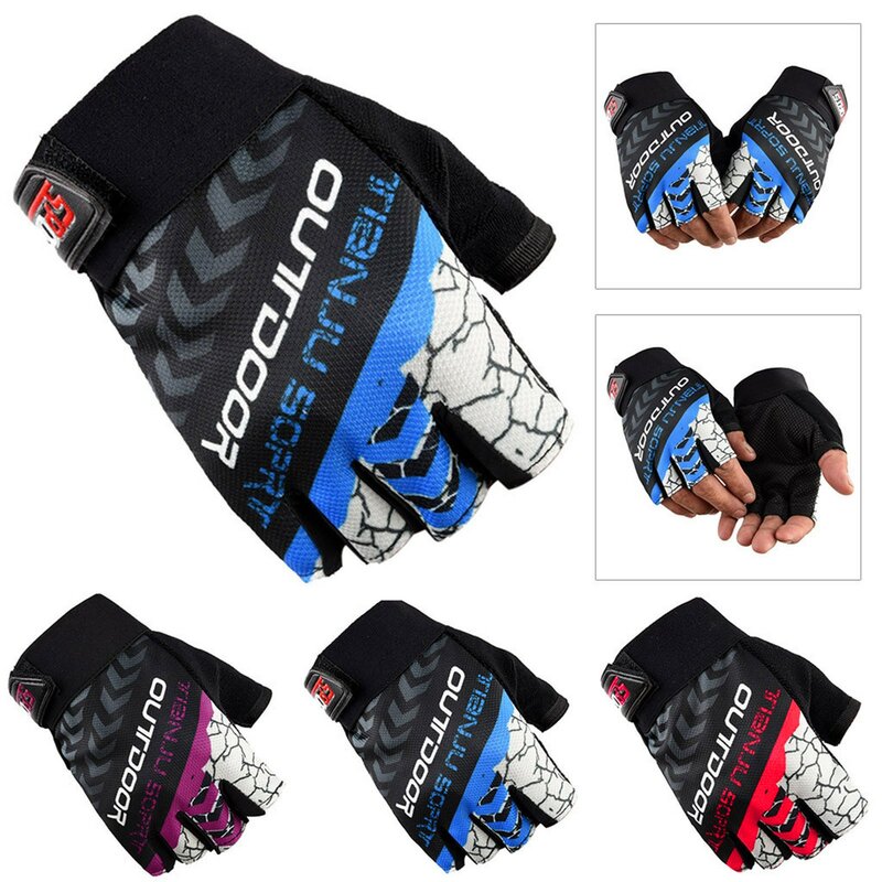 Dla mężczyzn i kobiet na zewnątrz kolarstwo sportowe rękawiczki bez palców obcisłe antypoślizgowe amortyzujące zużycie-odporne rękawice